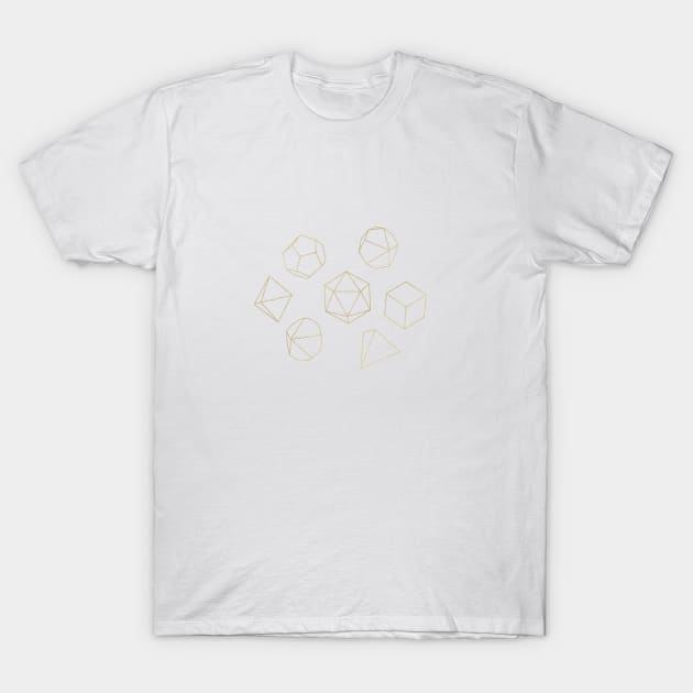 Dice Outline in Gold + Brown T-Shirt by latheandquill